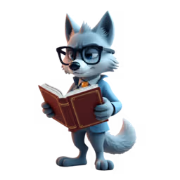 Mascotte loup lis le contenu de site