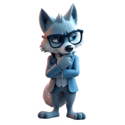 Le loup pensif sur son image